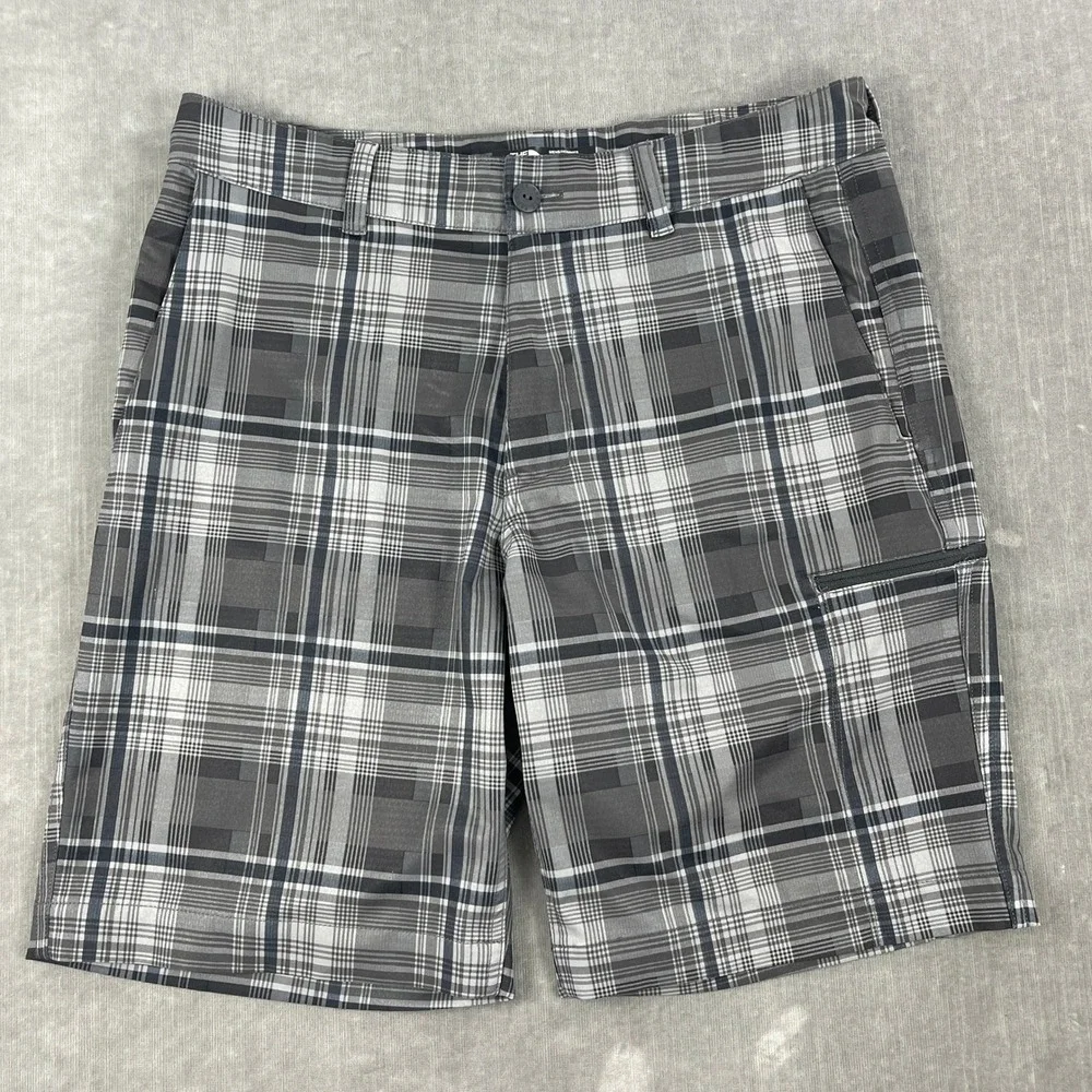 The North Face Mens 32‎ Grey Plaid Hiking Shorts Cargo Pocket Stretch